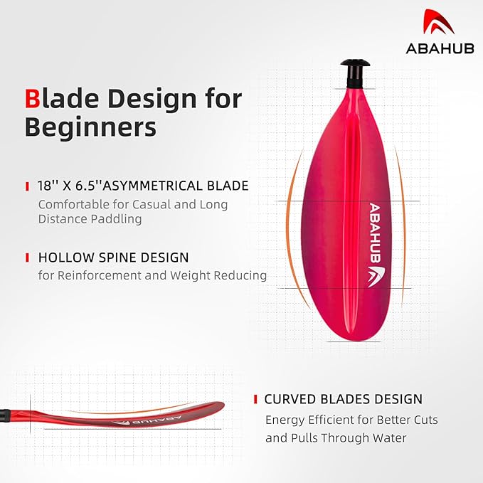 Abahub Kayak Paddle, 90.5 Inches Kayaking Oars for Boating, Canoeing with Free Paddle Leash, Aluminum Alloy Shaft Black/Blue/Green/Orange/Yellow Plastic Blades