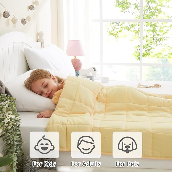 L'AGRATY Weighted Blanket - 40"x60" 10lbs Breathable Weighted Blanket Microfiber Material with Glass Beads