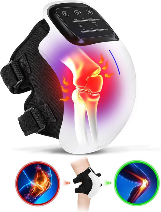 3-in-1 Cordless Knee Massager w/Heat, Red Light & Massage for Knee Pain, Infrared Heat & Vibration, Portable Wireless Knee Heating Pad w/LED Screen for Family and Friends