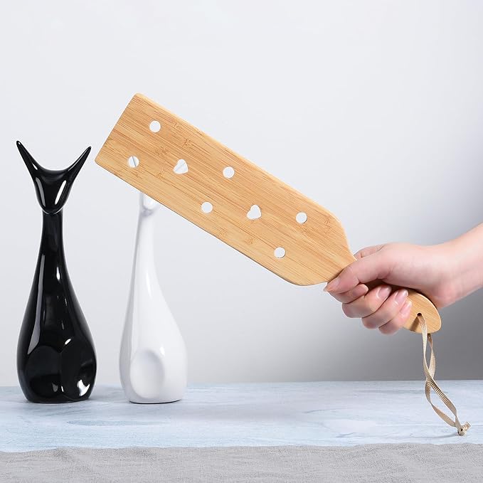 Bamboo Wood Paddle, 13.3 Inch Wooden Paddle with Airflow Holes