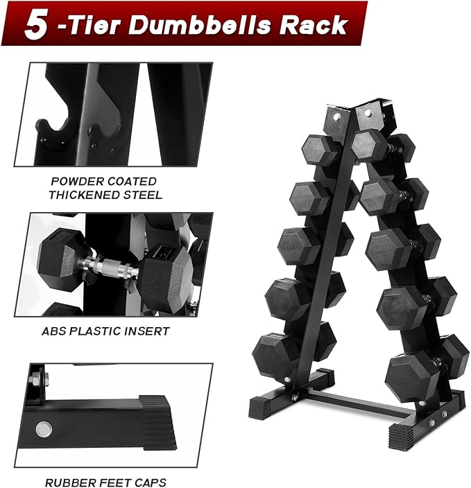 RitFit 5-650 LBS PVC Encased Hex Dumbbell Sets with Optional Rack for Home Gym, Hand weight with Chrome Handle for Strength Training, Workouts