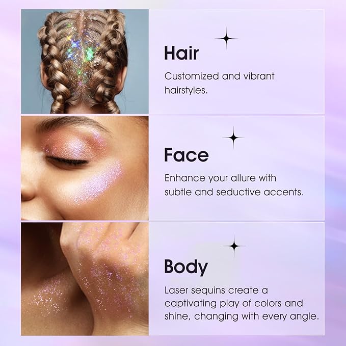 LANGMANNI Holographic Body Glitter Gel for Body, Face, Hair and Lip.Color Changing Glitter Gel Under Light. Vegan & Cruelty Free-1.35 oz (5# Silver Fantasy)