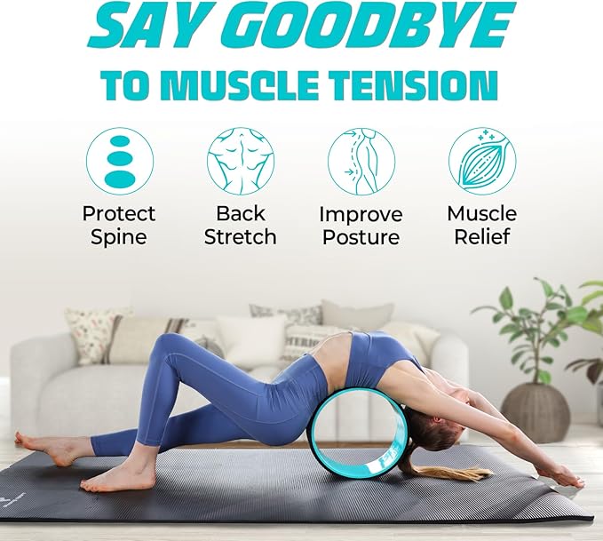 Yes4All Yoga Wheel Roller, 500 lb Capacity Back Cracker Roller, Yoga Roller for Back Ease & Spinal Support, Target Pressure Points for Comfort HIPS & Neck, Available in 6”/10”/12” Sizes