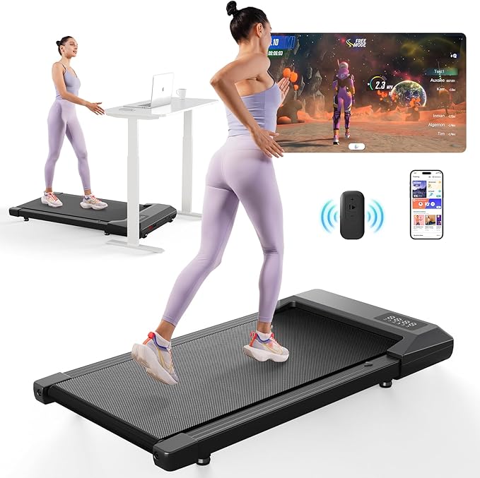 SupeRun Walking Pad, Under Desk Treadmill, 3 in 1 Portable Treadmill with Remote Control LED Display, 2.5 HP Quiet Walking Jogging Machine for Office Home Use, 300 Lbs Capacity