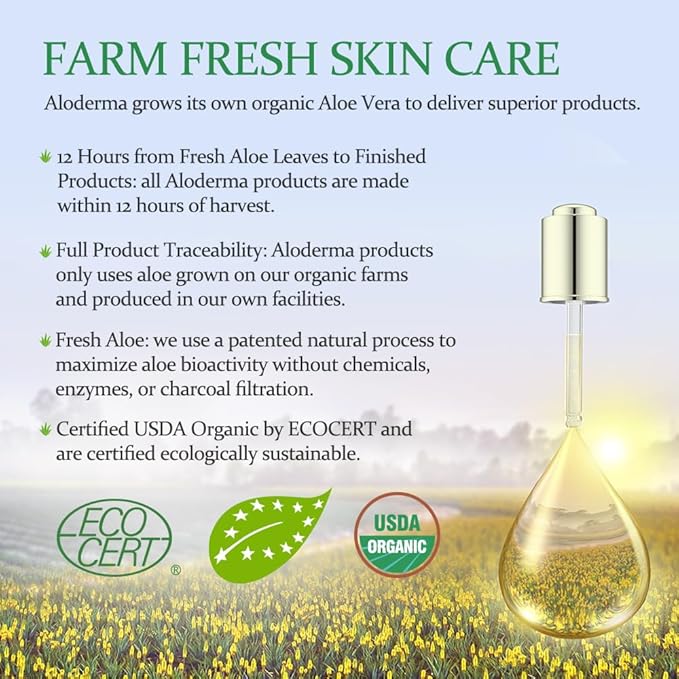 Aloderma 99% Organic Aloe Vera Gel Made within 12 Hours of Harvest, Easy Travel Size Tube for Body, Face, & Scalp, Cooling, Soothing Instant Relief for Skin & Sunburn, Hydrating Aloe Gel, 1.5oz