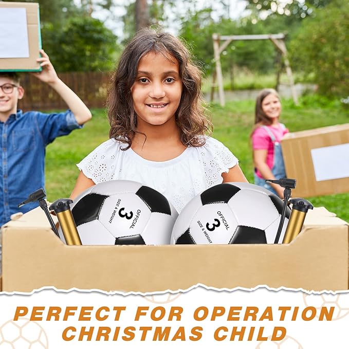 6 Pcs Operation Christmas Soccer Ball Bulk with Pump Needles, Size 3 4 5 Deflated Soccer Ball Gift for Youth Adult Game Training Practice Christian Charity Donation Supplies