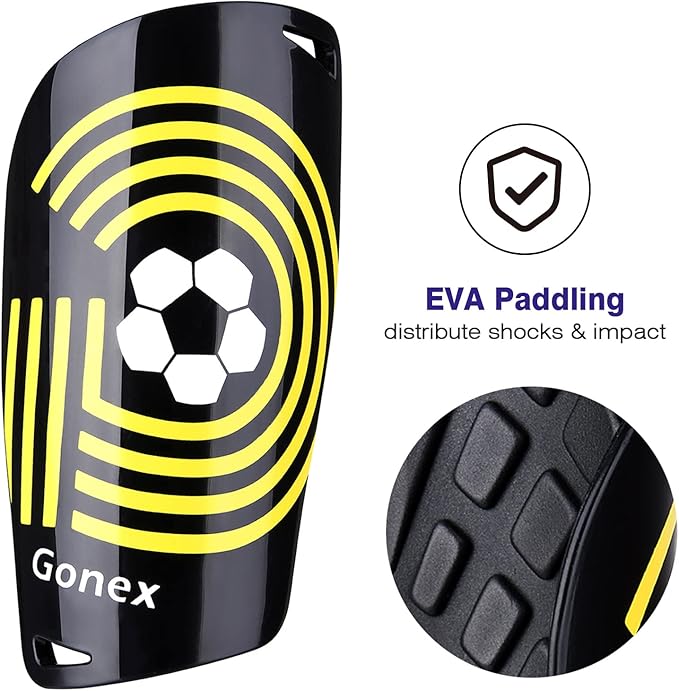 Gonex Soccer Shin Guards for Kids Adult, Youth Boys Girls Shin Guards Slip in Soccer Shin Pad Sleeves Canilleras for Football Games, EVA Cushion Protection Reduce Shocks & Injuries