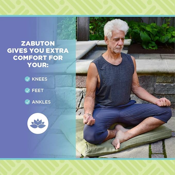 Bean Products Meditation Cushion - Zabuton Meditation Pillows for Sitting on Floor, Yoga Cushion, Cotton Yoga Pillow, Zen Kneeling Prayer Pad- Made in USA - Premium 32x26x3, Navy
