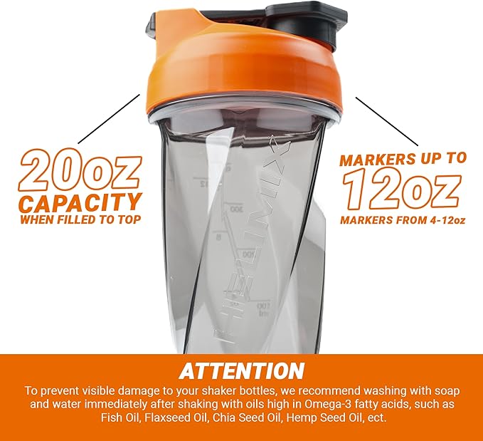 HELIMIX 1.5 Vortex Blender Shaker Bottle Holds Upto 20oz | No Blending Ball or Whisk | USA Made | Portable Pre Workout Whey Protein Drink Shaker Cup | Mixes Cocktails Smoothies Shakes | Top Rack Safe