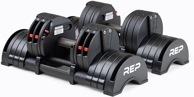 Rep Fitness Quickdraw Adjustable Dumbbells, Multiple weight ranges available including: 5-30, 5-40,5-50 and 5-60 lbs
