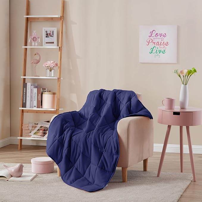 L'AGRATY Weighted Blanket - 36"x48" 5lbs Cooling Breathable Microfiber Material with Glass Beads Small Blanket for Kids All-Season Summer Fall Winter Soft Thick Comfort