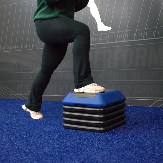 Gronk Fitness 16"x16" Adjustable Aerobic Step Platform with Stackable Step Risers | 4"-6''-8''-10''-12" Step Block, Cardio & Physical Therapy | High-Density Platform for Strength & Endurance Training
