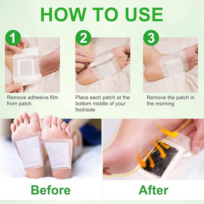 20PCS Upgrade Foot Pads, 2-in-1 Natural Bamboo Vinegar Ginger Powder Foot Pads