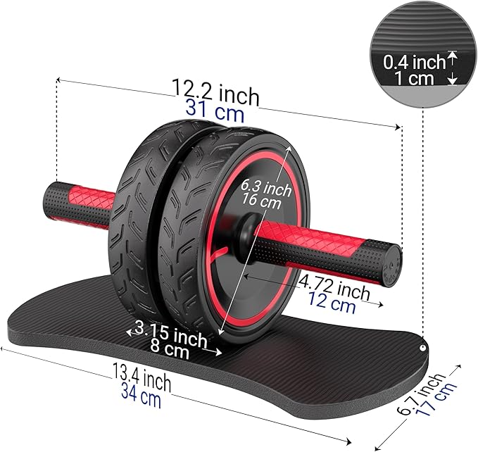 READAEER Ab Roller Wheel, Heavy Duty Workout Equipment for Home Gym, Professional Metal Handle with Rubber Surface Abdominal Exercise Wheel for Strength Training, Ab Wheel with Knee Pad