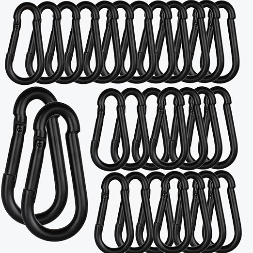 60PCS 3'' Spring Snap Hook Carabiners, M8 5/16Inch Galvanized Steel Quick Link Carabiner Clips, Heavy Duty Spring Clips Link Buckle for Outdoors Fishing Camping Hammock Dog Leashes,Black