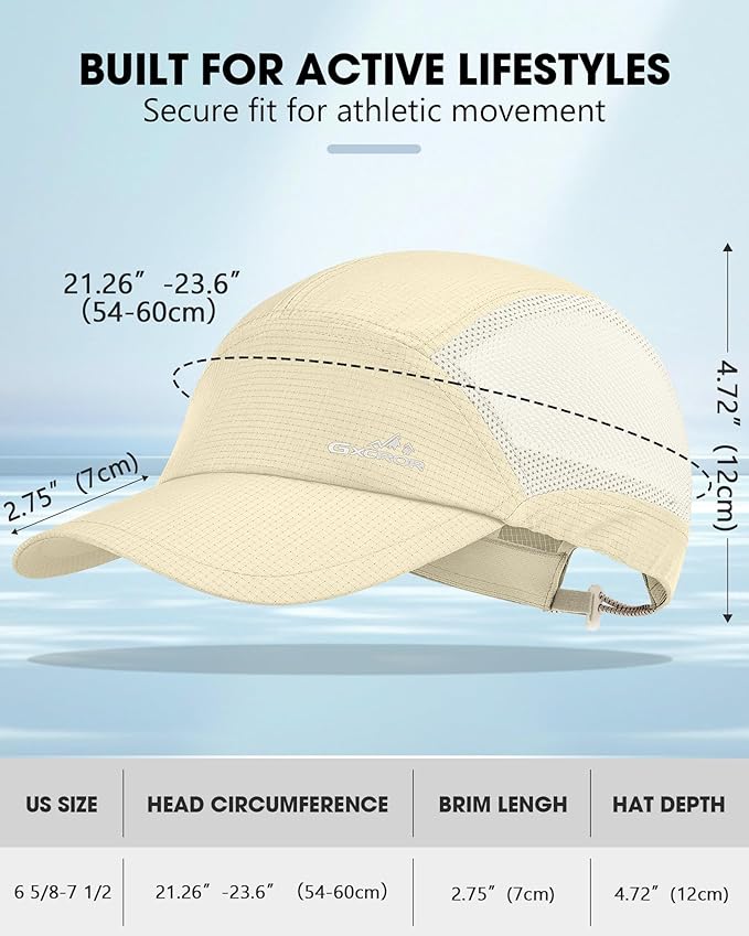 GXCROR Performance Baseball Cap for Men & Women - UPF 50+ Running Hat, Lightweight Quick-Dry Sports Hat for Golf, Hiking, Gym