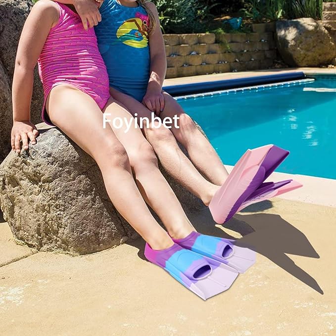 Kids Swim Fins,Short Kids Fins Youth Swimming Flippers for Lap Swimming Training for Children Girls Boys Beginners