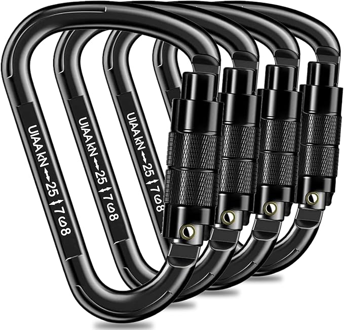 Auto Locking Carabiner Heavy Duty Carabiner 25kN UIAA Certified Climbing Carabiner Climbing Equipment Safety Carabiners for Rappelling, Hammocks, Rescue, Dog Leash, Swing