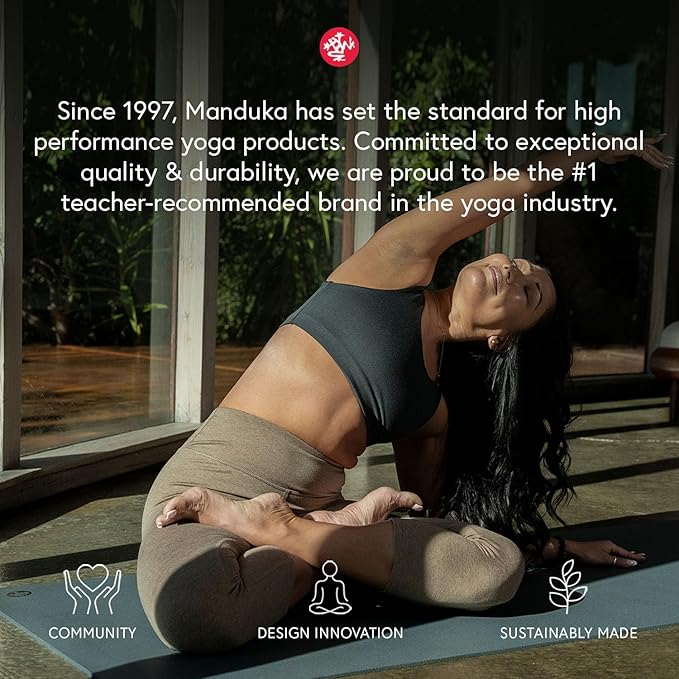 Manduka eKO SuperLite Yoga Mat - 1.5mm Natural Rubber | Foldable & Travel Friendly | Soft Textured Surface | Eco-friendly