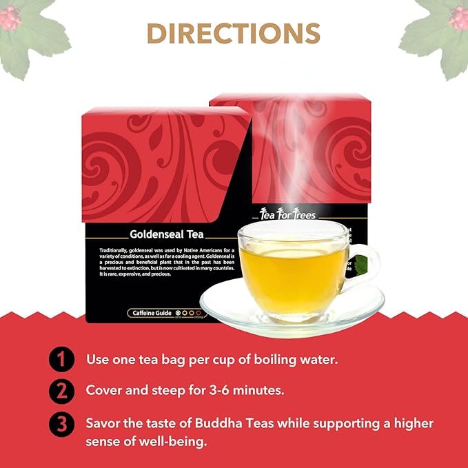 Buddha Teas Organic Goldenseal Tea - OU Kosher, USDA Organic, CCOF, 18 Bleach-Free Tea Bags