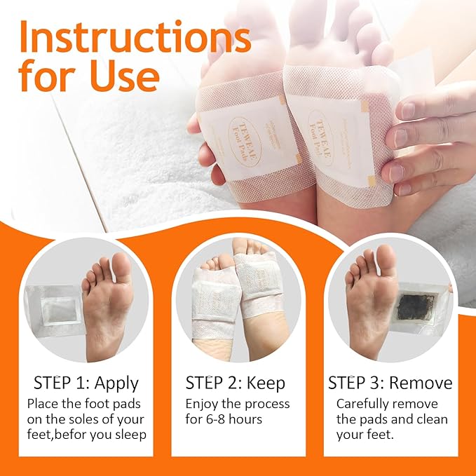 Foot Pads - 122 Pads Pure Natural Ginger Powde Bamboo Vinegar Pad, Goodnight FootPads for Travel or Home Use