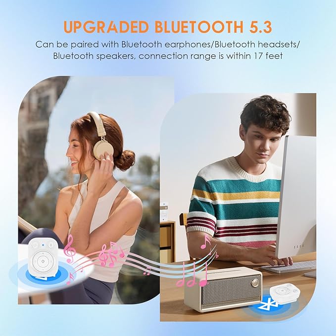 64GB Clip MP3 Player: Upgraded Bluetooth 5.3, Earphones Included, 15 Hours Battery Mini Music Player, 1000+ Songs Storage, No Phone Needed, Portable Music Players