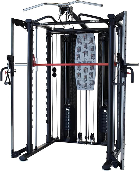 Inspire Fitness Functional Trainer Home Gym, SCS Smith Machine Cage System - Cable Machine Accessories - D-Handles, Ankle Strap & Multi-Function Belt