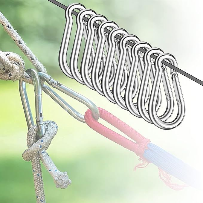 200PCS 2" Spring Snap Hook Carabiners, 3/16" Heavy Duty Galvanized Steel Carabiner Clips, 220lbs Capacity M5 Spring Clips Keychain for Hammock Swing,Dog Leashes, Water Bottle and Outdoor Activities