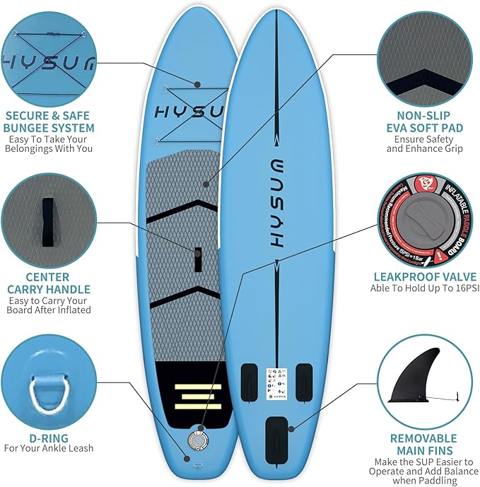 Inflatable Stand Up Paddle Board, 10'x30''x6'' Ultra-Light Paddleboards for All Skill Levels with SUP Accessories, Paddle, Fins, Leash, SUP Pump, Backpack