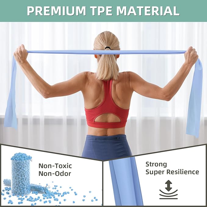 Stretch Bands for Exercise, 5 Levels Resistance Bands for Working Out, Exercise Bands for Physical Therapy, Pilates, Rehab, Stretch, Strength Training and Yoga Starter Set