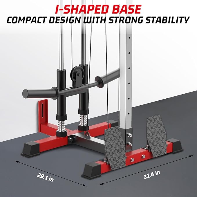 LAT Pulldown Machine, Multi-Functional Cable Machine with High and Low Pulley Station, Row Cable Machine Home Gym with Leg Support, Tricep Workout Equipment