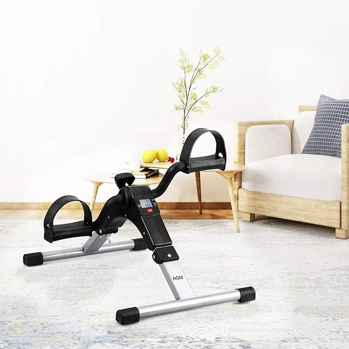 Folding Pedal Exerciser, Mini Under Desk Bike - Portable Foot Hand Cycle Peddler Machine Bicycle Exerciser for Arm Leg While Sitting