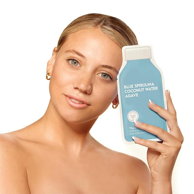 ESW Beauty The Blue Dream - Moisture Repair Raw Juice Face Mask - Hydrating with Blue Spirulina, Coconut Water & Agave for Dry, Sensitive Skin - Replenishes & Fights Aging