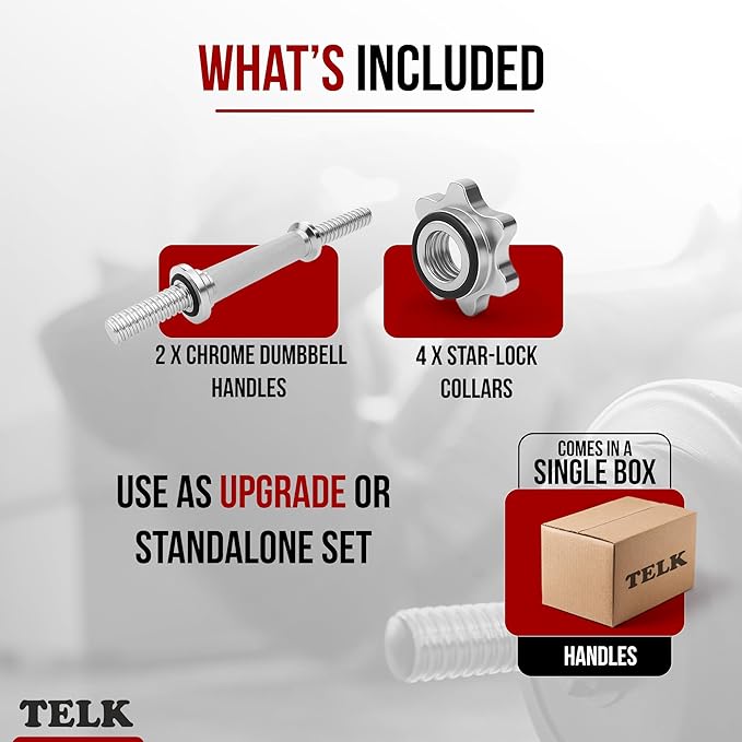 TELK – Adjustable Dumbbell Set – Home Gym Weight Set with Baked Enamel Cast Iron Plates – Space-Saving Free Weights for Strength Training