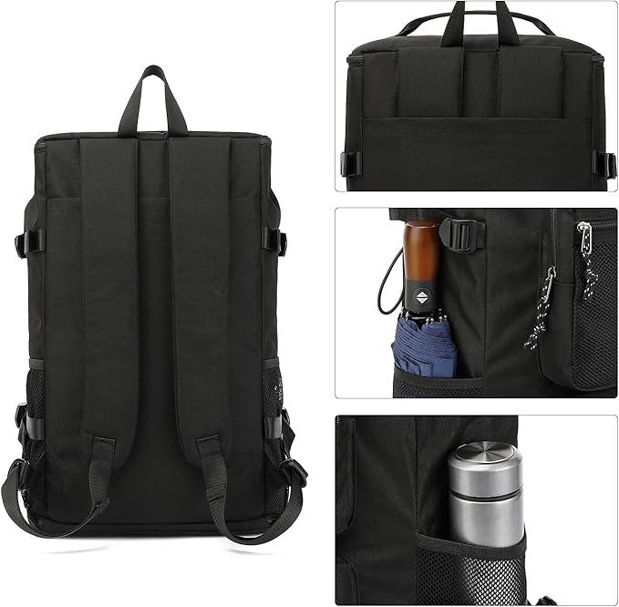 Kalesi Gym Duffle Bag Backpack 4-Way Waterproof with Shoes Compartment for travel Sport Hiking laptop (Black)