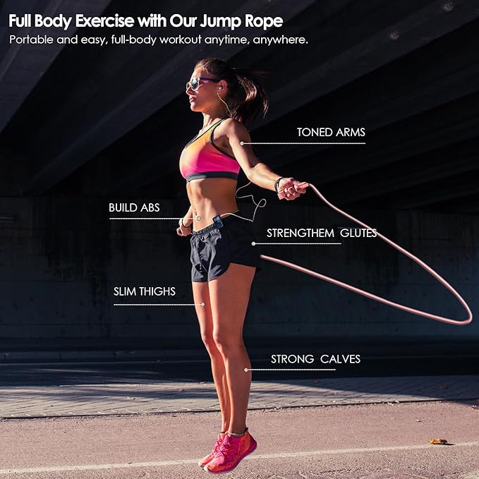 2 Pack Jump Rope for Fitness, Speed Rope Skipping Rope for Men, Kids and Women, Jumping Rope for Workout, Tangle-Free PVC Long Jump Rope Set, Adjustable Exercise Jumping Rope Boxing for Adult