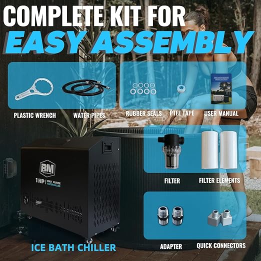 1 HP Water Chiller for Ice Bath Tub, Hot & Cold Mode Machine with Ozone, Dual Filters, Fast Cooling for Recovery and Cold Plunge Therapy