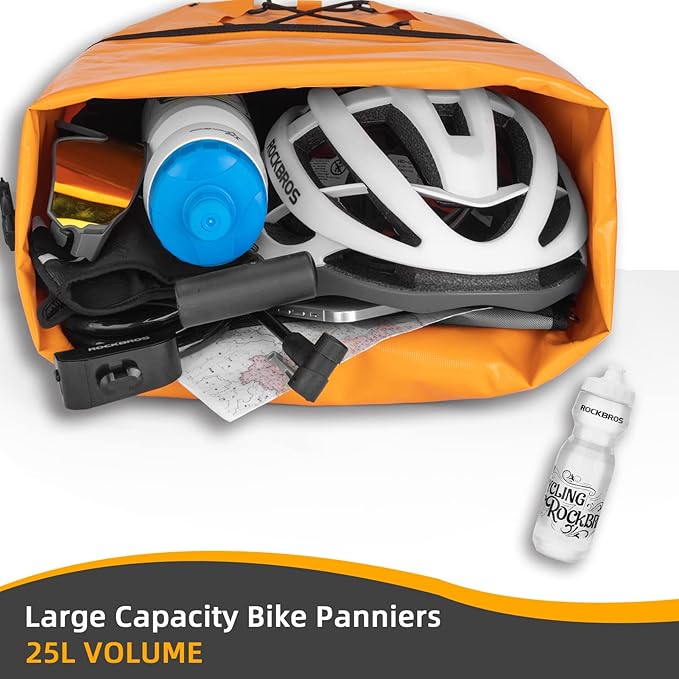 ROCKBROS Bike Panniers Waterproof Bike Rear Rack Bag Max 30L Large Capacity Bike Rear Panniers for Cycling Traveling Commuting