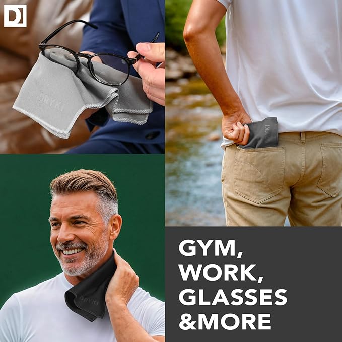 Pocket-Sized Sweat Towels - The Original Sweat Absorbing Handkerchiefs - Quick-Dry Microfiber Sweat Rags for Face, Hands, & Body - Men & Women - Gym, Sports, and Work (Neutrals: 10 Pack)