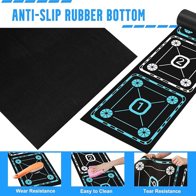 Agility Ladder Speed Training Equipment Set-15ft Non-Slip Agility Training Ladder, 10 Disc Cones, 5 Resistance Bands, Jump Rope, Rubber Ladder Mat for Soccer Footwork Drills Fitness Workouts