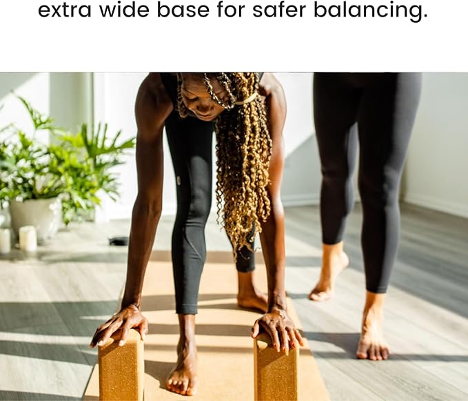 Premium Cork Yoga Blocks - Extra Large Yoga Block 2-Pack or Extra Tall 1-Pack for Inflexible Yogis | Natural, High-Density Cork for Superior Support & Stability | Optional Yoga Strap & Gift Box