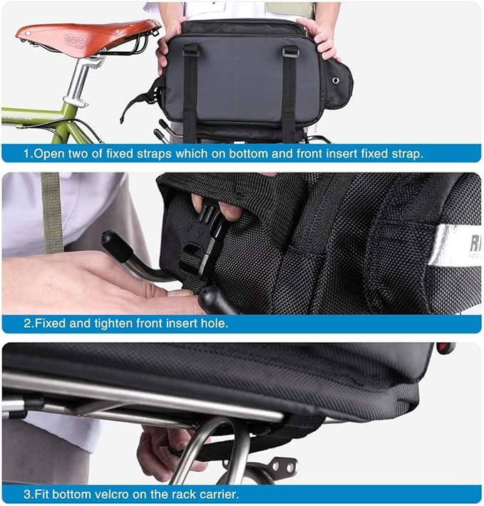 Rhinowalk Bike Bag Bike Trunk Bag Bike Pannier Bag,(for Bicycle Cargo Rack Saddle Bag Shoulder Bag Laptop Pannier Rack Bicycle Bag Professional Cycling Accessories)