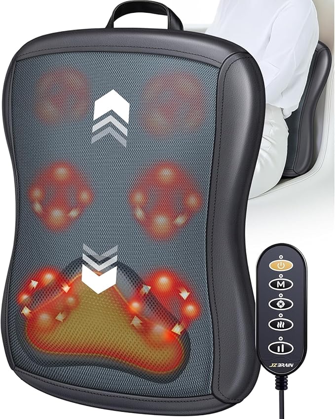 Shiatsu Back Massager with Heat : Up and Down Rolling Massage - Electric Back Massager for Pain Relief Deep Tissue - Heated Lower Back Massager for Office, Home Use