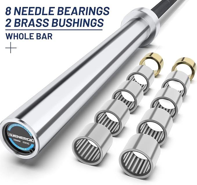 7ft Olympic Barbell Bar 45LB Load 1500lbs Capacity Available, for Gym Home Exercises, Weightlifting, Powerlifting for 2" Olympic Plates