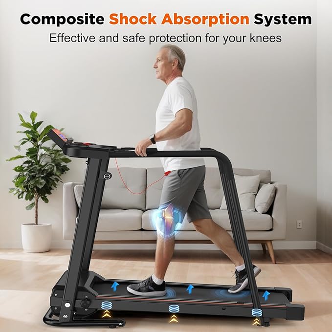 FYC Walking Treadmills for Home, Extended Handrails for Recovery Fitness, Portable Foldable Treadmill for Seniors with Optional APP Control, 300 LBS Capacity