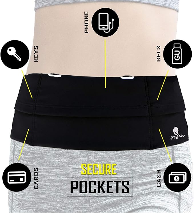 Universal One Size Waist Pack, Black, Water Resistant, Secure Pockets, Comfortable Design