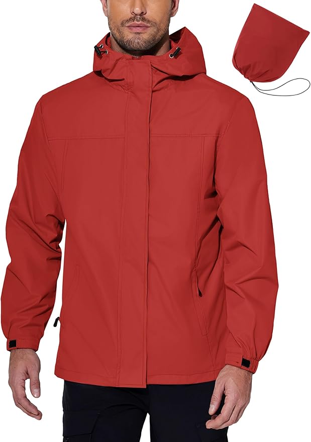 COOFANDY Men's Rain Jacket Waterproof With Hood Lightweight Packable Shell Raincoat Windbreaker For Cycling Golf Travel