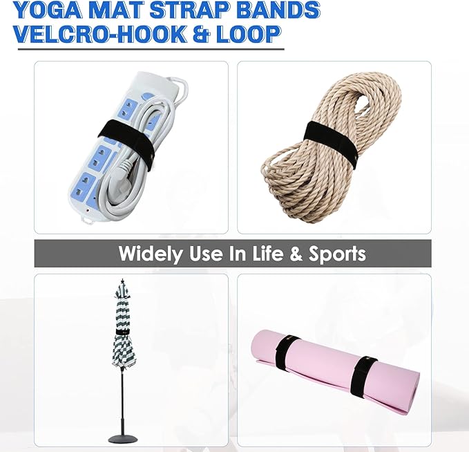 Aolamegs Yoga Mat Strap,Heavy Duty Bungee Straps Band,Wrap Organizer for Yoga Mat/Workout/Exercise(20" L x 2" W)