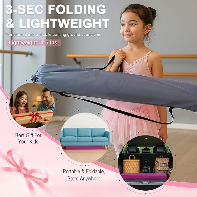 AWSUM Foldable Balance Beam for Kids, 6ft/8ft/9ft/10ft Anti-Slip Gymnastics Equipment, Suede Cover, Toddler to Teen, for Home Training School