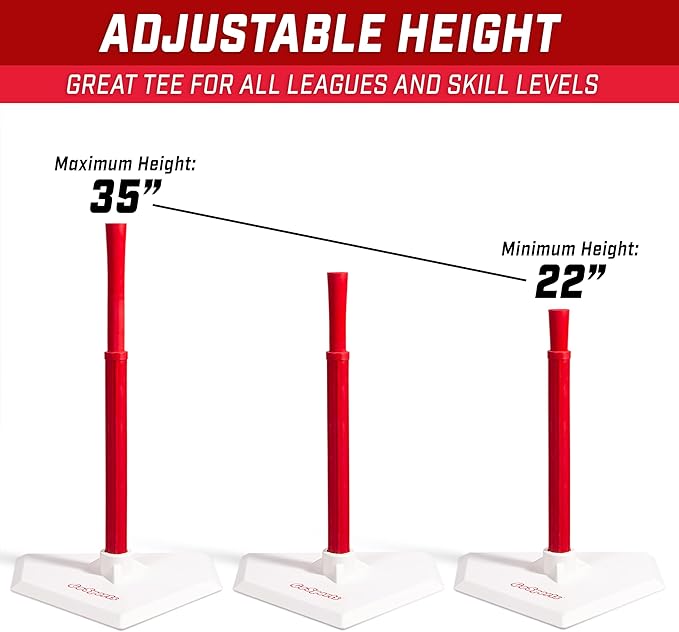 GoSports Baseball & Softball Batting Tees - Choose Jr. or Standard - Adjustable Rubber Hitting Tee